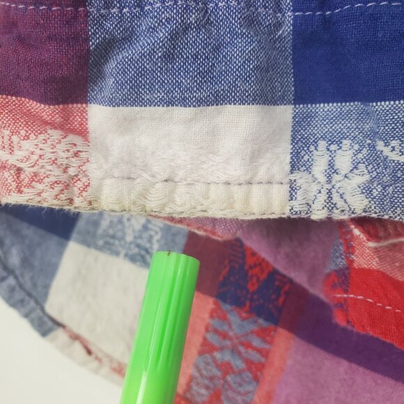 VNTG JEANS WEAR Womens Button Up Plaid 90's Y2K Red Blue 100% Cotton Medium - Picture 6 of 8